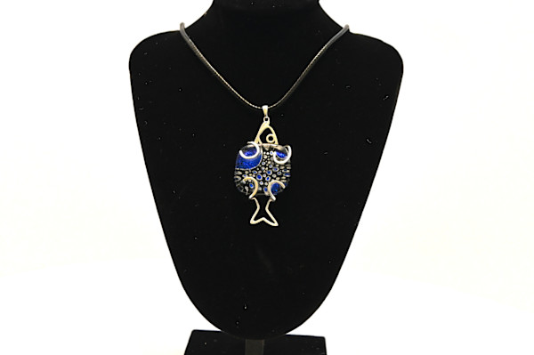 fused glass Ocean Elegance Fish Pendant Necklace by Susan Mason, Image 2.