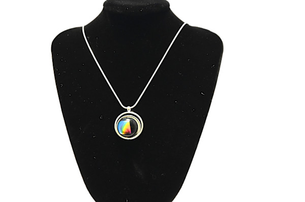 Fused Glass Multicolor Luminescent Pendant Necklace by Susan Mason, Image 1.