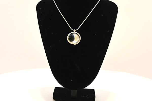 Fused Glass Galaxy Pendant Necklace by Susan Mason, Image 1.