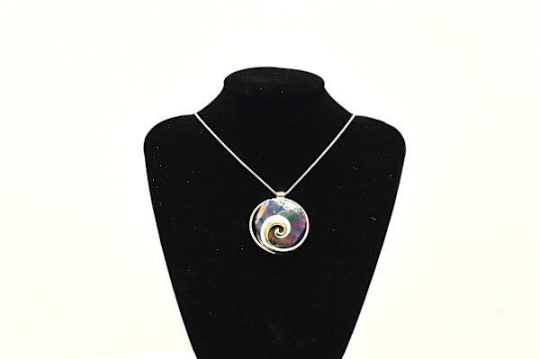 Fused Dichroic Glass Swirl Pendant by Susan Mason, Image 1.
