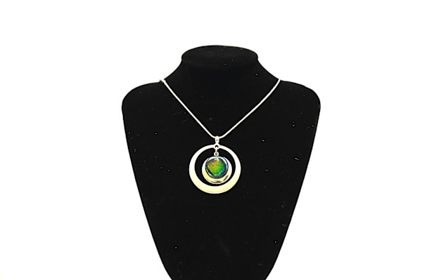 Fused Glass Mystic Elegance Silver Pendant by Susan Mason, Image 1.