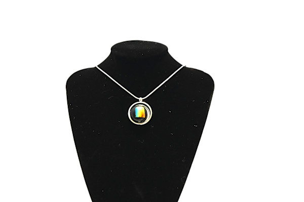 Fused Glass Radiant Rainbow Pendant Necklace by Susan Mason, Image 1.
