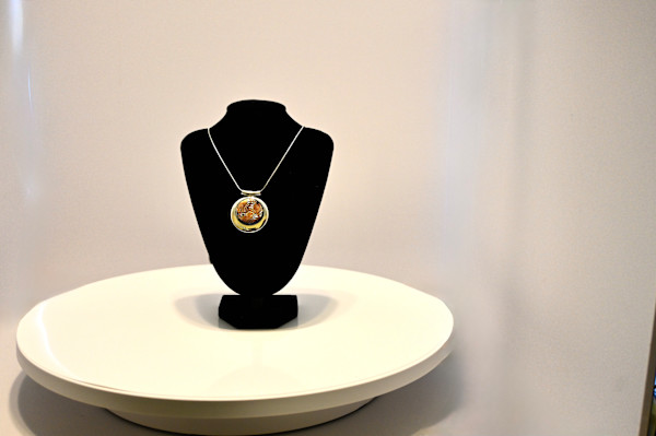 Fused Textured Dichroic Glass Nature's Harmony Pendant Necklace by Susan Mason, Image 1.