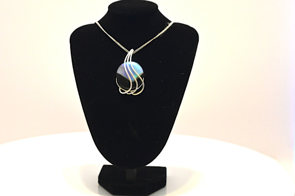 Fused Dichroic Glass Touch of Elegance Pendant Necklace by Susan Mason, Image 1.