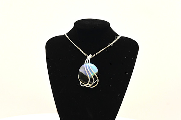 Fused Dichroic Glass Touch of Elegance Pendant Necklace by Susan Mason, Image 1.