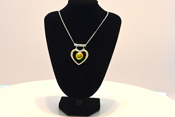 Fused Glass Radiant Heart Pendant Necklace by Susan Mason, Image 1.