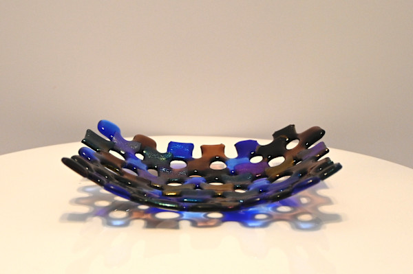 Fused Glass Artisan Glass Lattice Bowl by Susan Mason, Image 1.