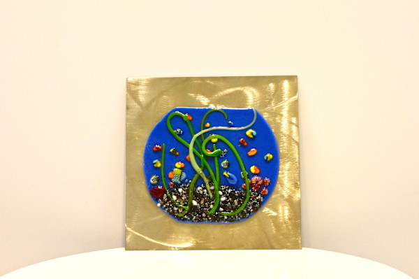 Fused Glass Fish bowl Art Decor wall hanging by Susan Mason, Image 1.