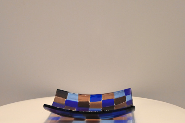 Fused Glass Artisan Checkered Glass Plate by Susan Mason, Image 1.