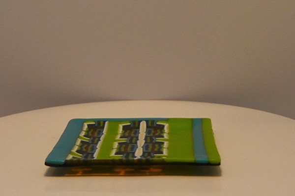 Fused Glass Artisan Geometric Dish by Susan Mason, Image 1.