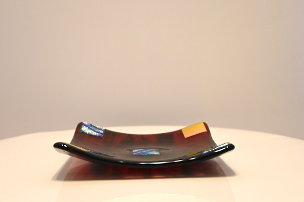 Fused Glass Handcrafted Dichroic Dish by Susan Mason, Image 1.