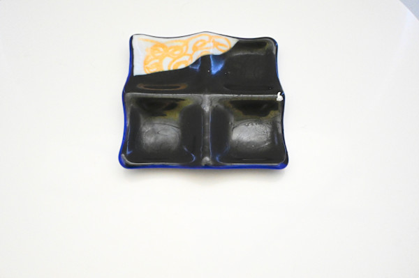 Fused Glass Artisan Compartment Serving Dish by Susan Mason, Image 1.