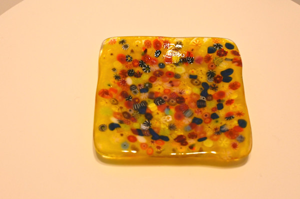 Fused Glass Multicolor Murrine Dish by Susan Mason, Image 1.