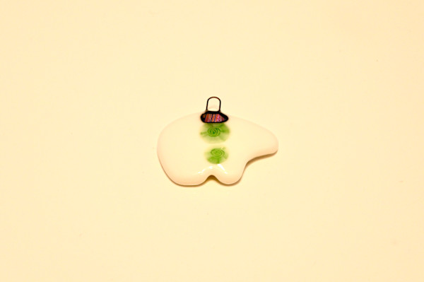 Fused Glass Handcrafted White Spirit Bear by Susan Mason, Image 1.