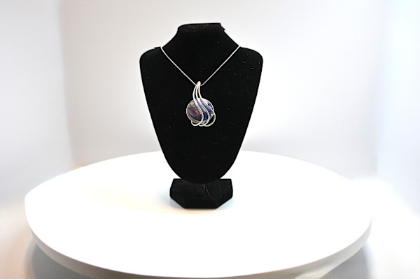Fused Dichroic Glass Elegant Sterling Silver Necklace by Susan Mason, Image 1.