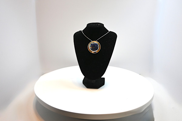 Fused Glass Galaxy Pendant Necklace by Susan Mason, Image 1.