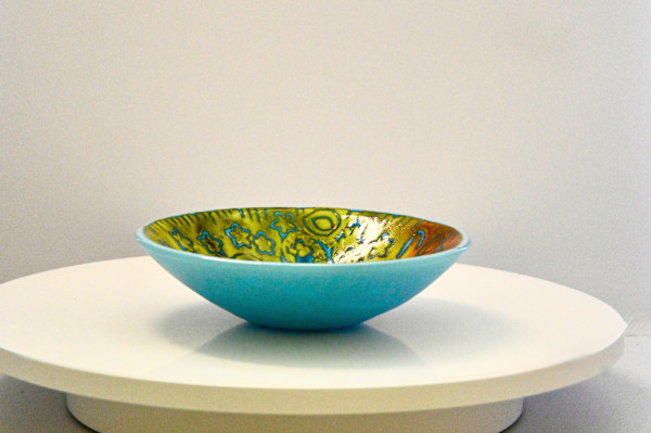 Fused Glass Batik Pattern Bowl by Susan Mason, Image 1.