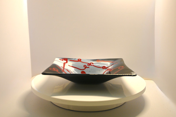 Fused Glass Abstract Art Glass Bowl by Susan Mason, Image 1.