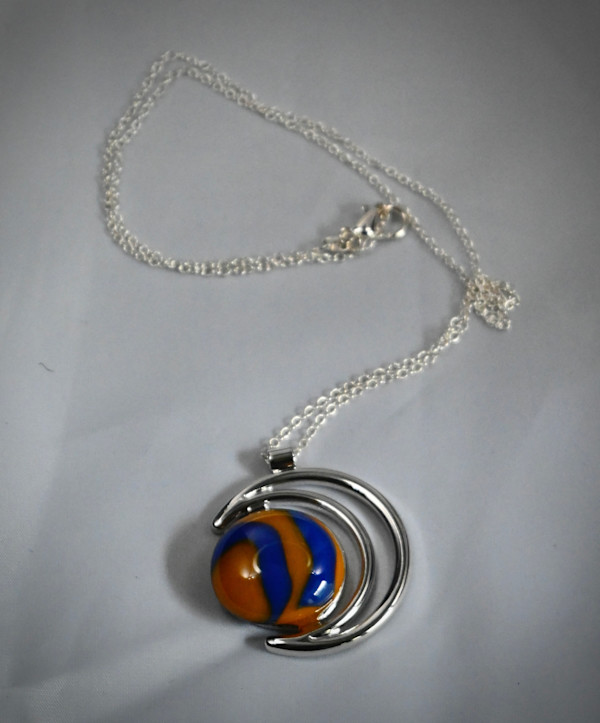 Pendant with Ukrainian Colored fused glass by Susan Mason