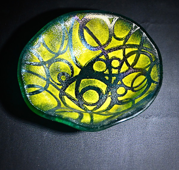 Iridescent stenciled bowl by Susan Mason