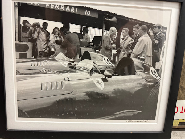 Ferrari Pit lane Scene vintage Gelatin Silver Signed Print by Louis Klemantaski, Image 1.