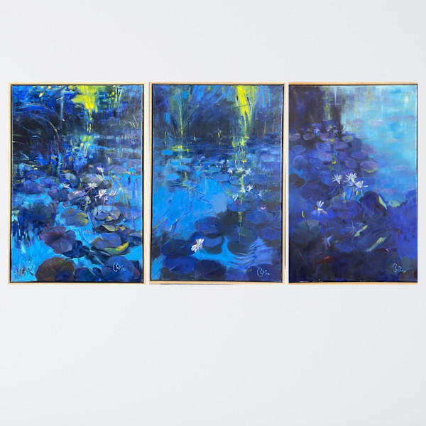 Whispers in Blue - Full Triptych  (Set of 3) by Cheryl Willcox