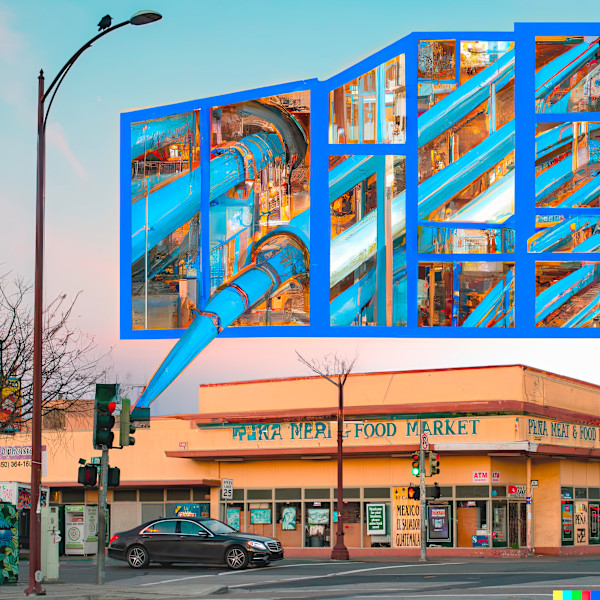 giant-factory-with-pipes-and-many-windows-in-dark-blue by anna newman
