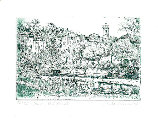 Sauve, Le Vidourle quer 1, blue - green 10/25 by Julia Kaulbach