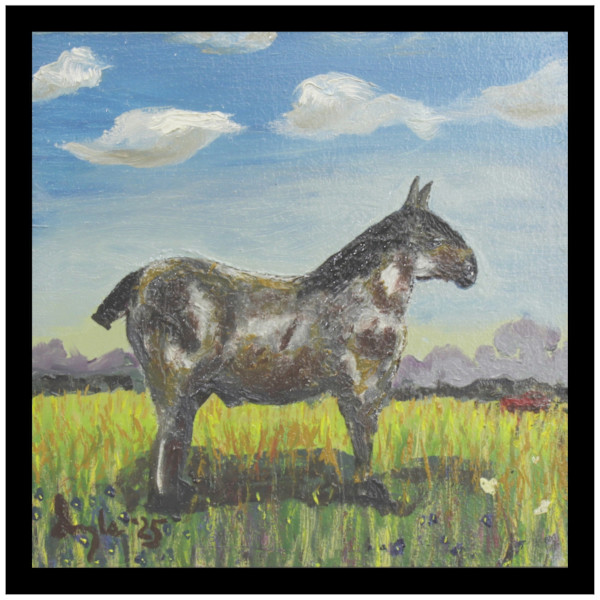 Work Horse And A Red Farm Truck by Douglas Black