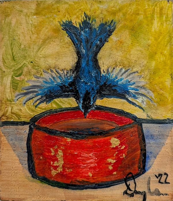 Bluebird Plunging Into Clay Pot by Douglas Black