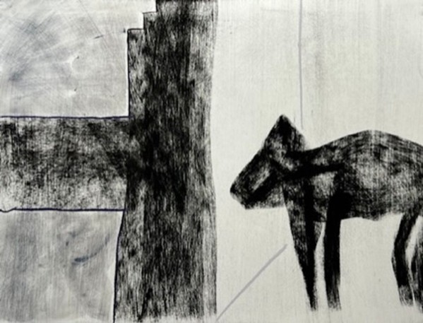 Black Dog in Snow by Daniel Tucker