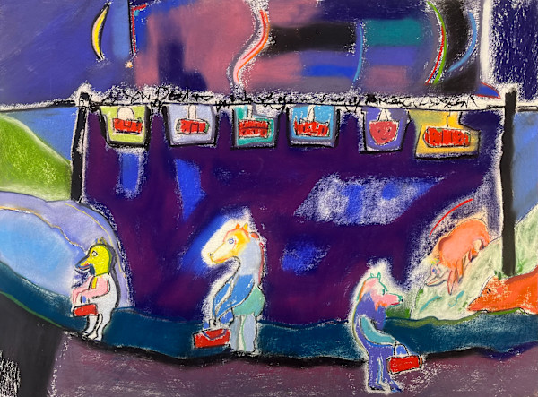 The Red Purse with Electricity and Blackbirds by Daniel Tucker