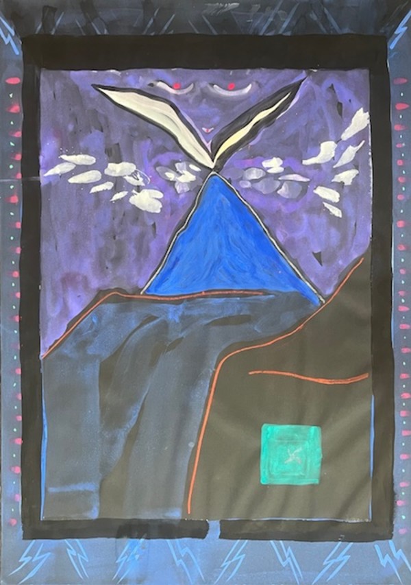 Untitled (Mountain Scene with Lightning Bolts) by Daniel Tucker, Image 1.