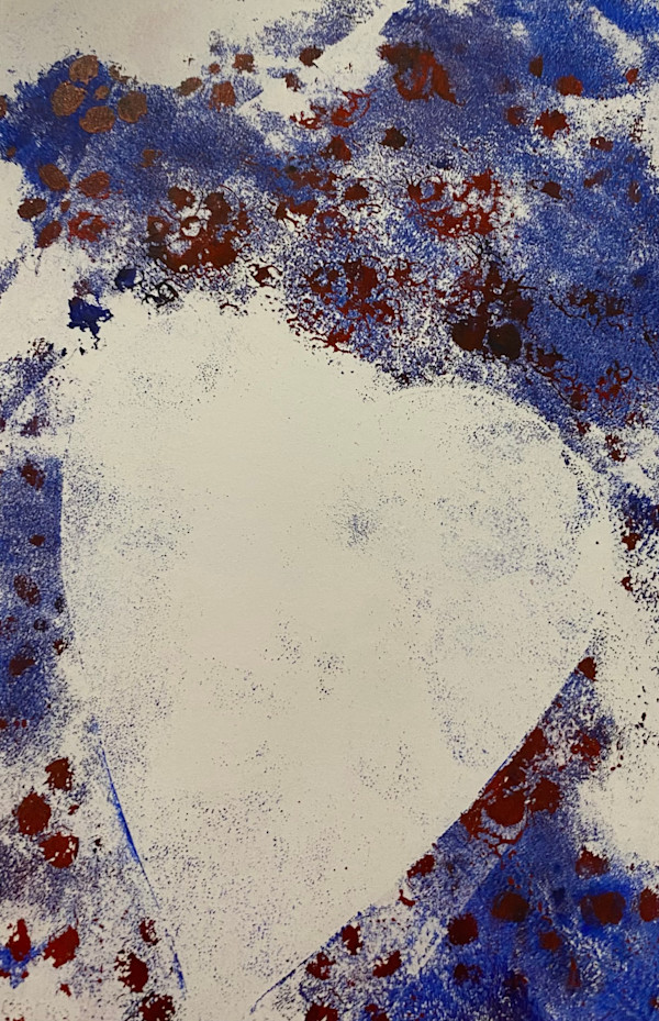 Original Gelli Plate Print - Broken Heart by Marie Louise Bosin