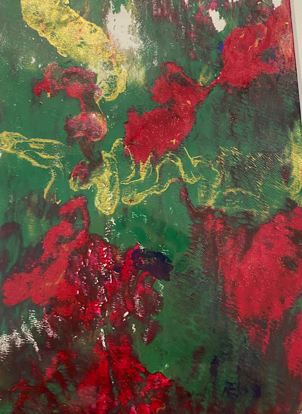 Original Gelli Plate Print - Christmas Experiment by Marie Louise Bosin