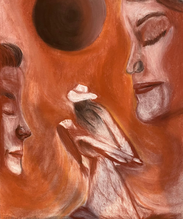Original Chalk Drawing - Dancing in the Moonlight by Marie Louise Bosin