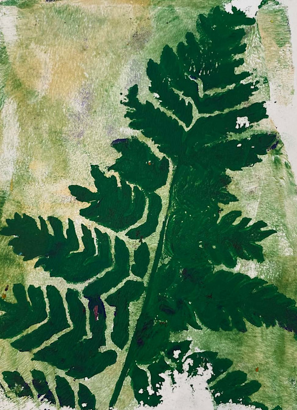 Original Gelli Plate Print - Fern Experiment by Marie Louise Bosin