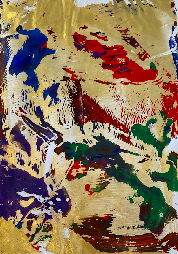 Gelli Plate Print - Gold on Top by Marie Louise Bosin