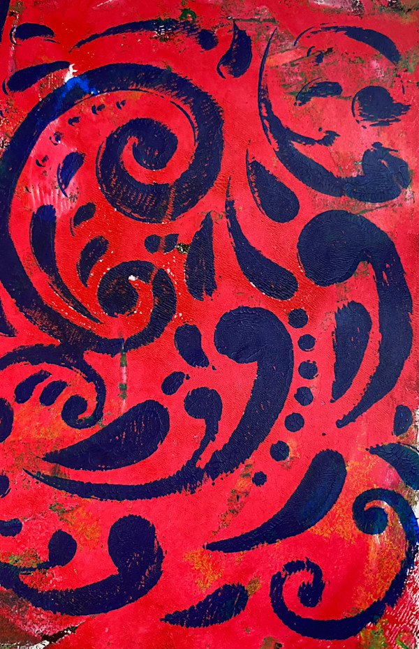Original Gelli Plate Print - Paisley by Marie Louise Bosin