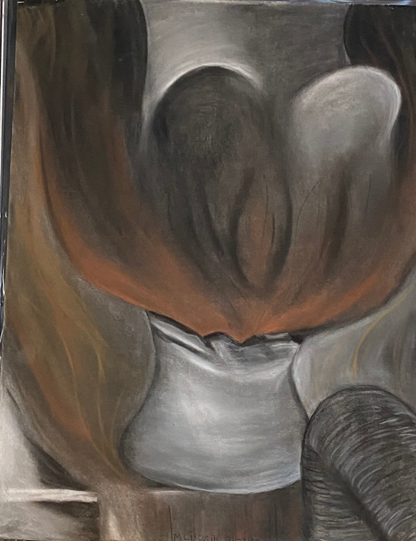 Original Chalk Drawing - Potted Plant by Marie Louise Bosin, MA