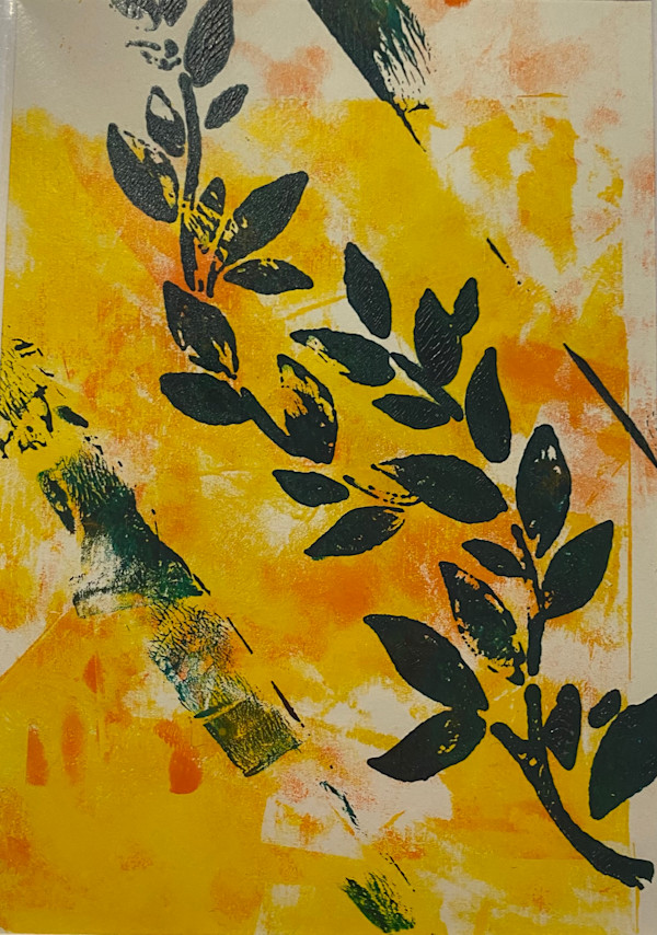 Original Gelli Plate print - Summer Folliage by Marie Louise Bosin