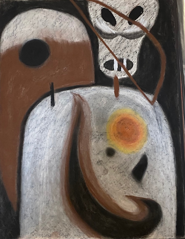 Original Chalk Drawing - The Dead Warrior's Hutch by Marie Louise Bosin