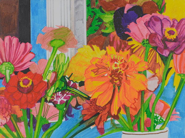 Bright Zinnias, July 15, 2019 by Colleen McCubbin Stepanic, Image 1.