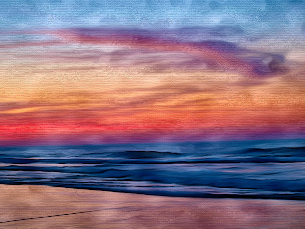 Bold sunrise at ocean's edge - Topsail Island #1 by Daniel Butler