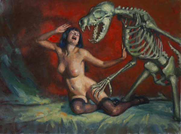Monster Attacking a woman by Dave Lebow