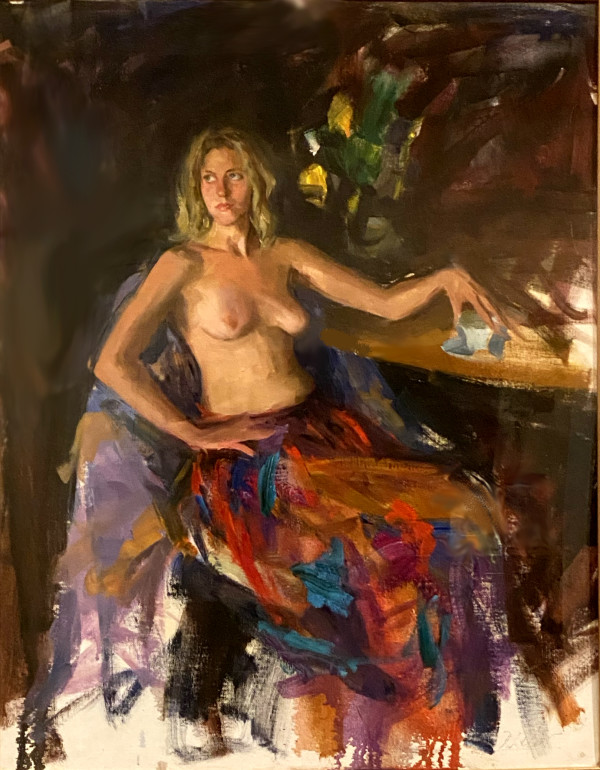 Woman At Table by Dave Lebow