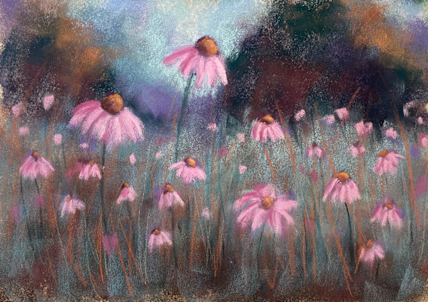 Field of Pink Flowers by Emmanuelle Fonsny