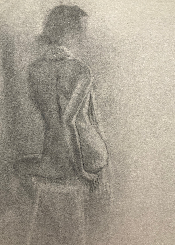 Sitting Nude with a Scarf by Emmanuelle Fonsny