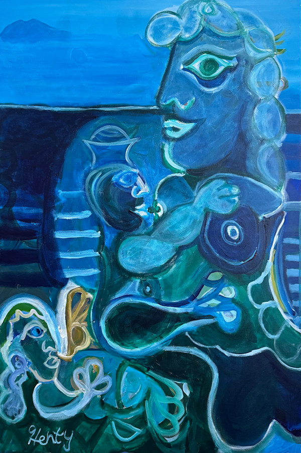 Mother and Children by the Sea by Eric Henty
