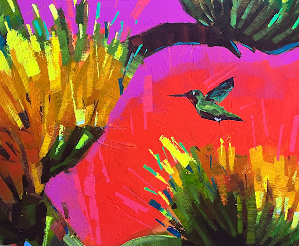 Hummingbird with Agave by Laura Green